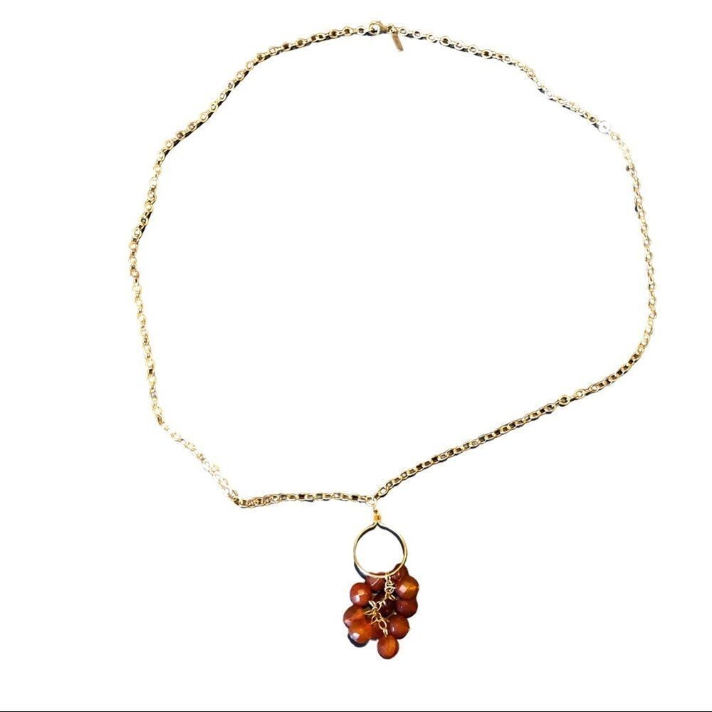 K Amato 26” Gold Tone Chain Necklace Beaded Dangle